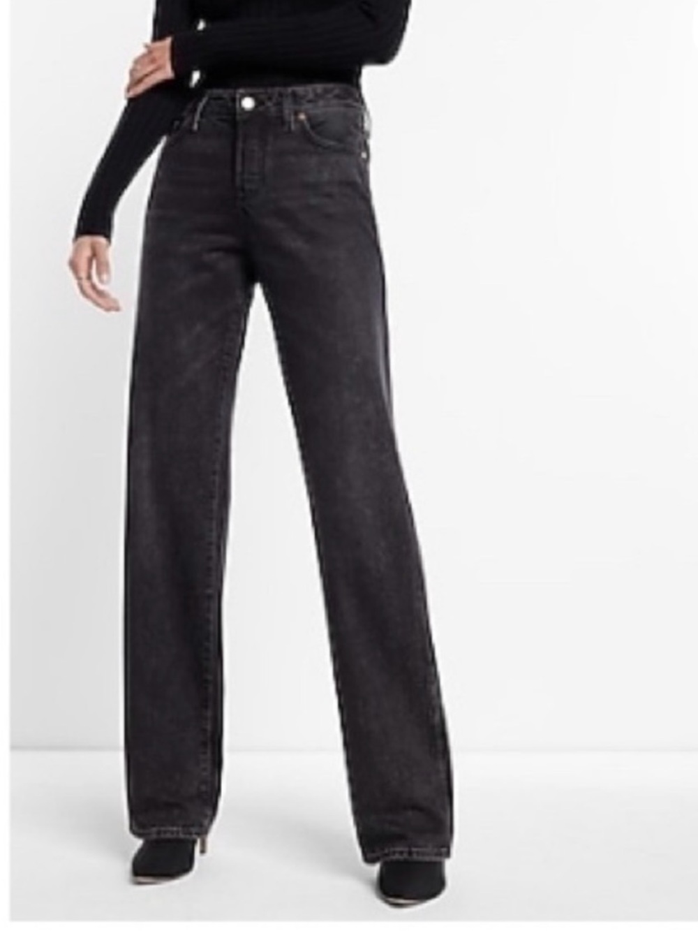 EXPRESS High-Waist Straight Leg Women's Jeans - Black